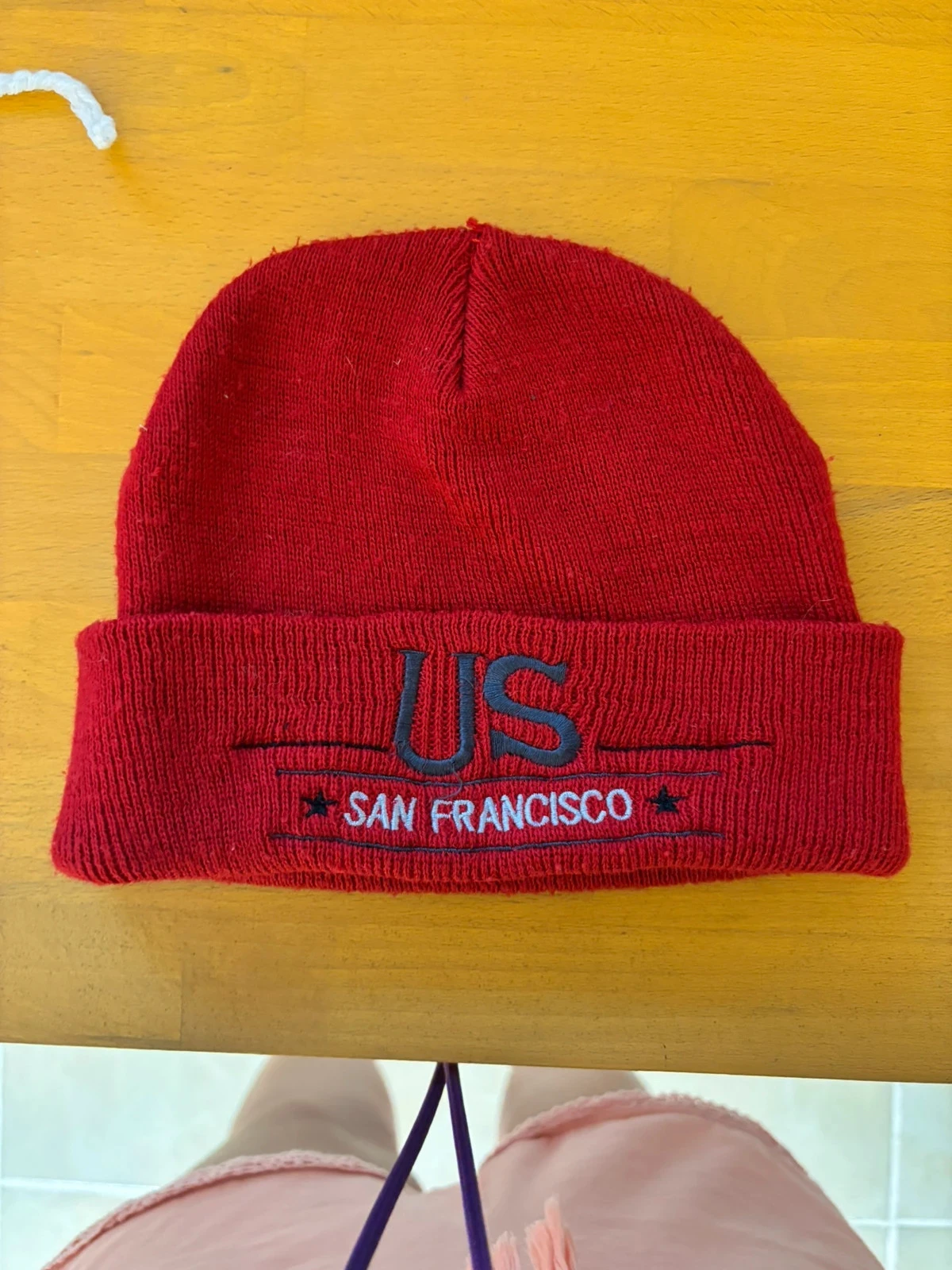 Bonnet rouge brodé "US San Francisco"  Enfant / Ado